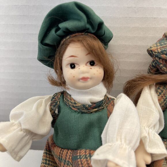 Vintage 6” Mini Porcelain Dolls Posable Plaid Outfit Couple Hand Painted B#3 - Picture 3 of 12